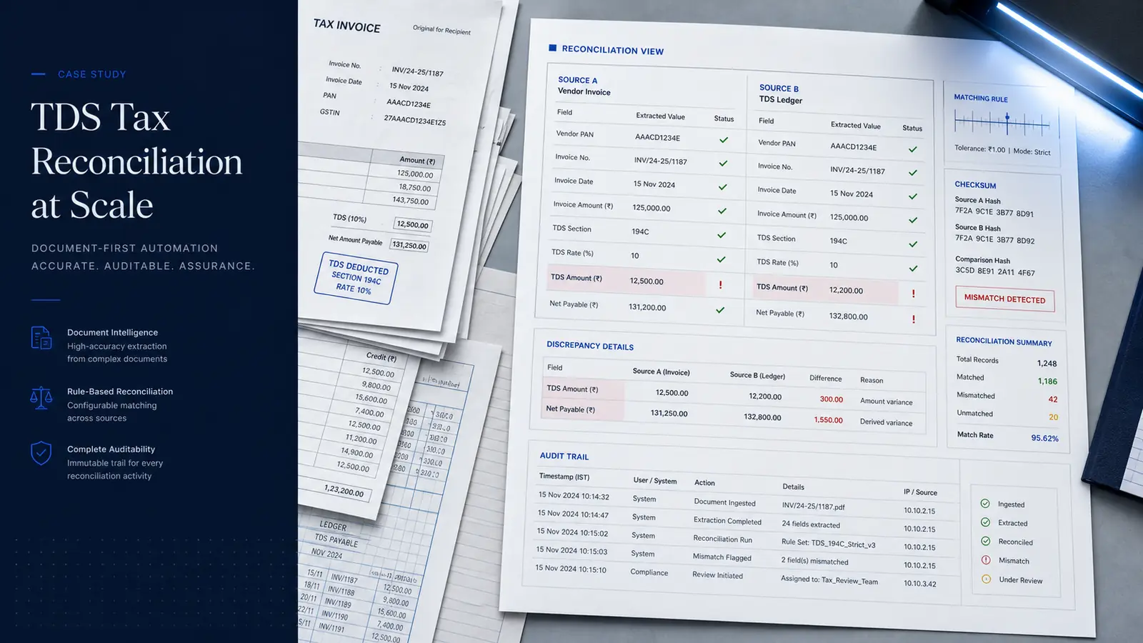 TDS reconciliation workflow comparing compliance records and internal books